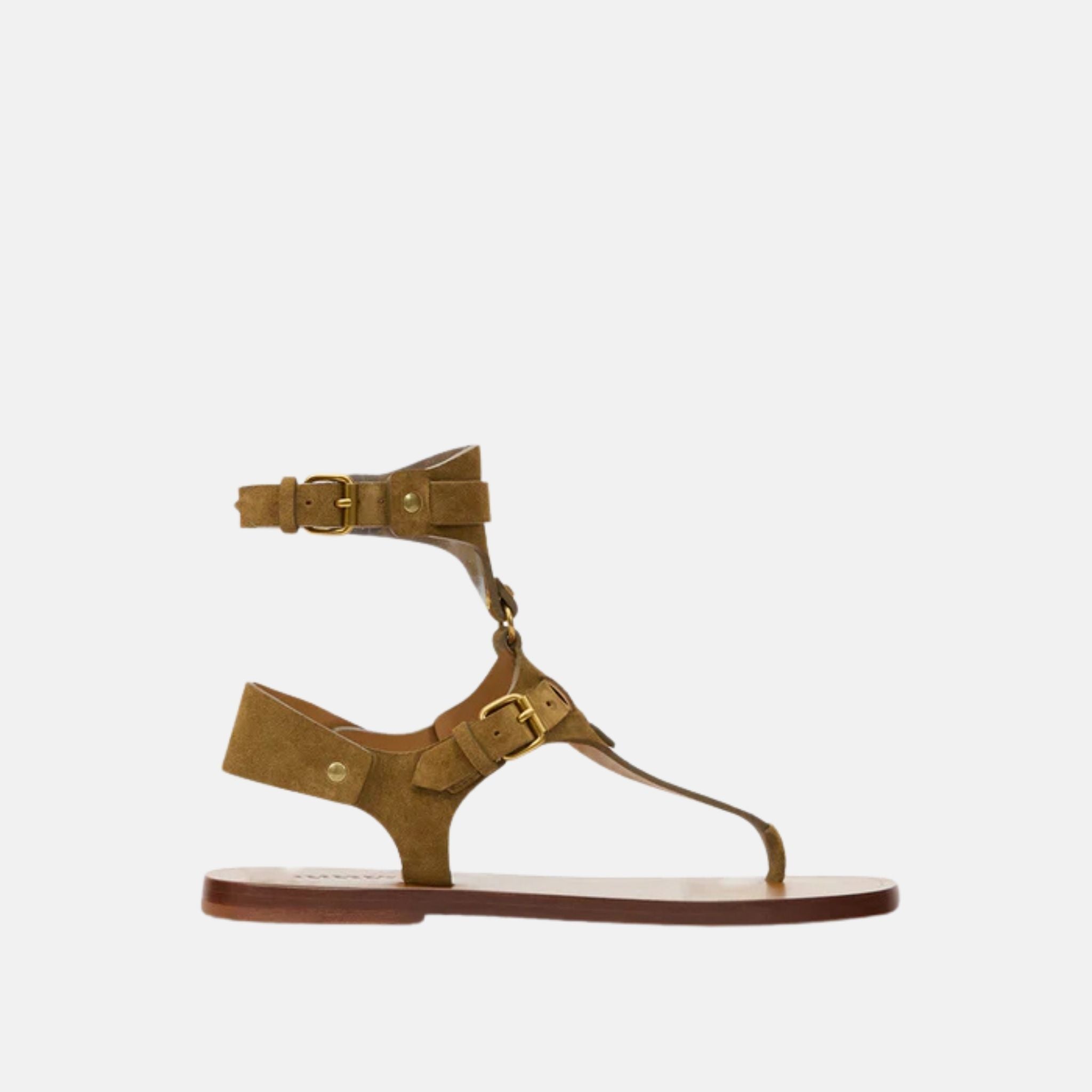 Eveen Flat Sandals In Suede Leather