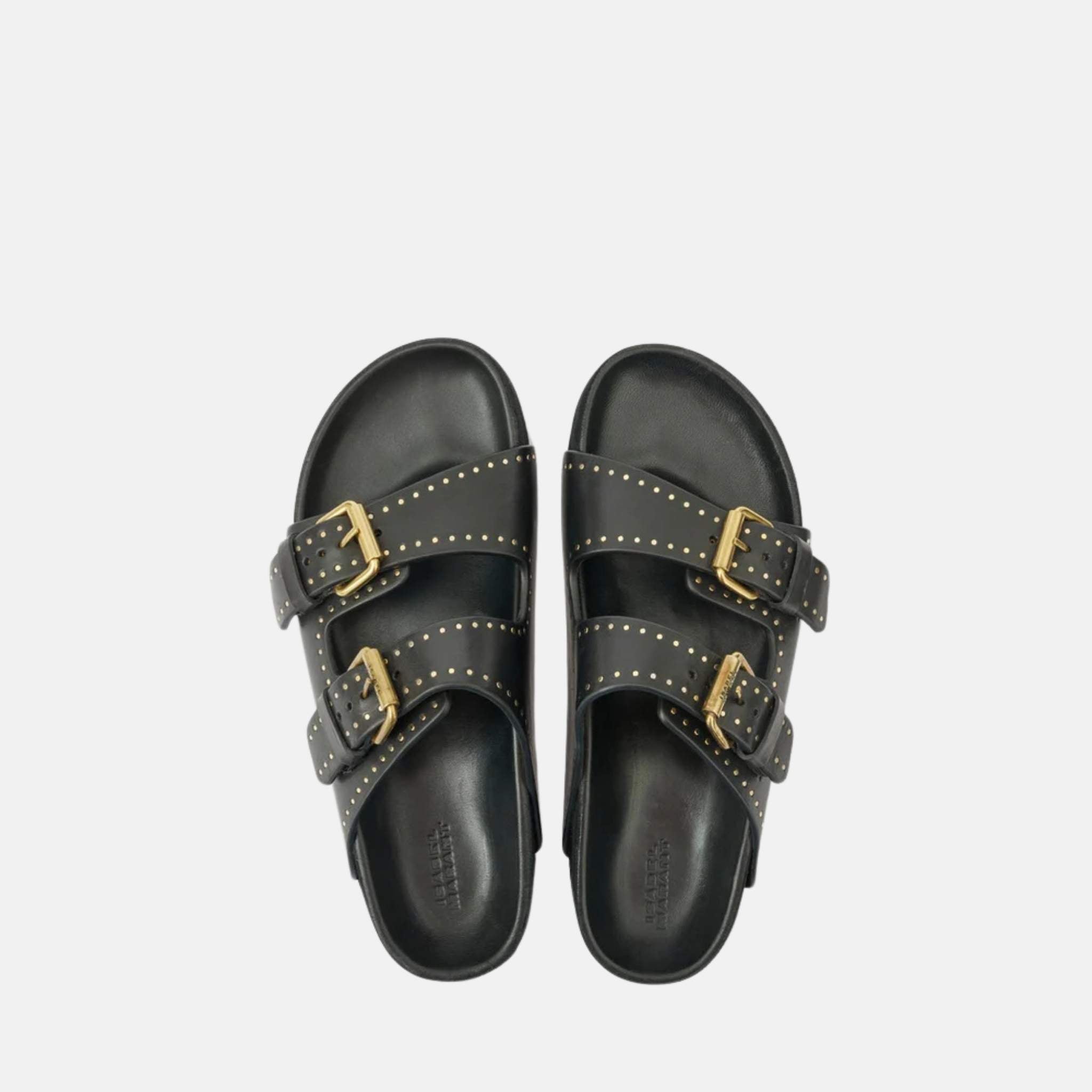 Lennyo Buckle Sandals In Studded Leather
