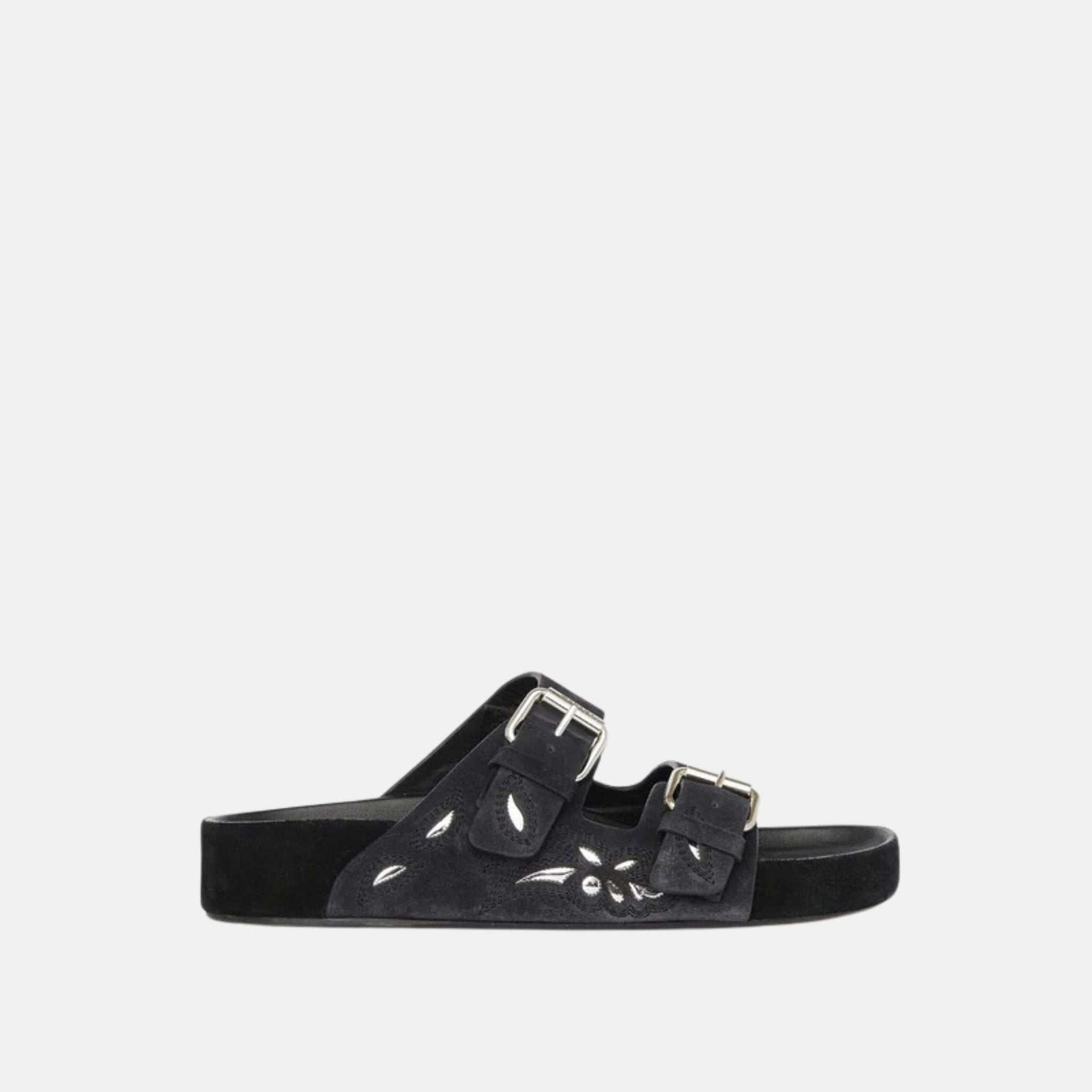 Lennyo Flat Sandals In Patterned Leather