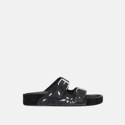 Lennyo Flat Sandals In Patterned Leather