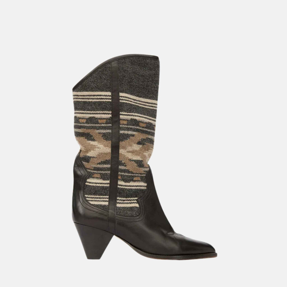Lijita Cowboy Boots In Leather And Jacquard