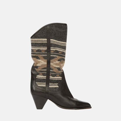 Lijita Cowboy Boots In Leather And Jacquard