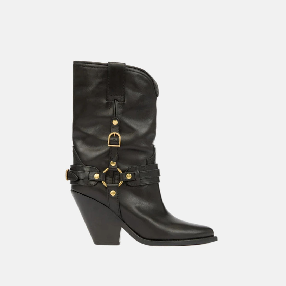 Lyka Cowboy Boots In Leather With Straps