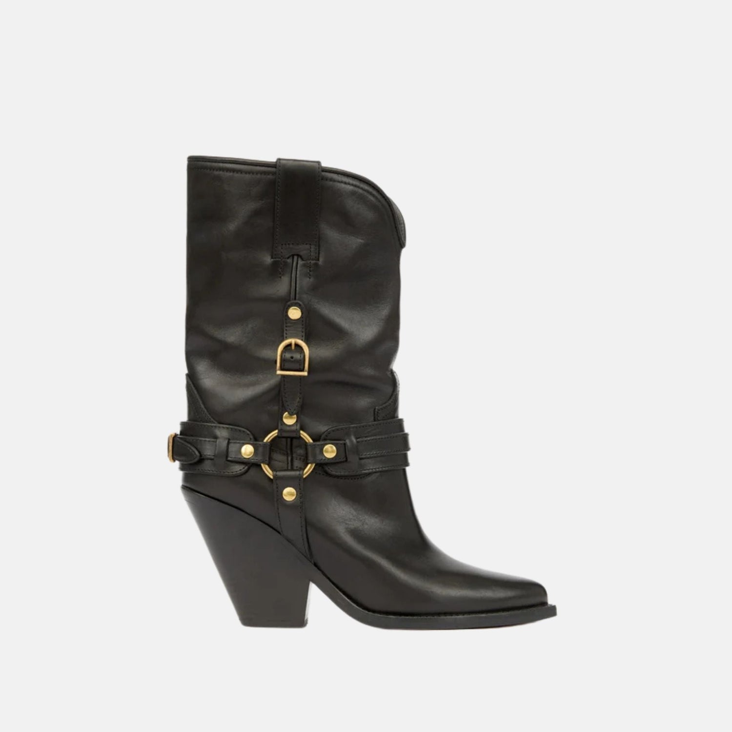 Lyka Cowboy Boots In Leather With Straps