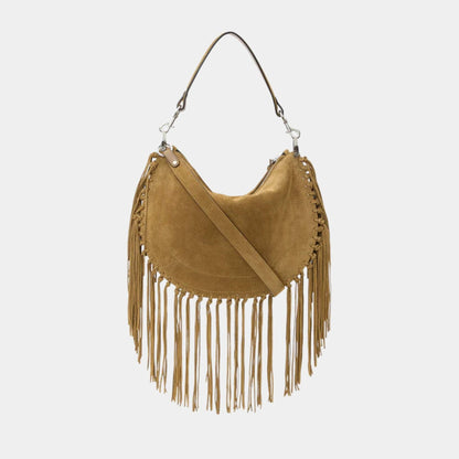 Oskan Soft Zipped Studded and Fringed Leather Bag