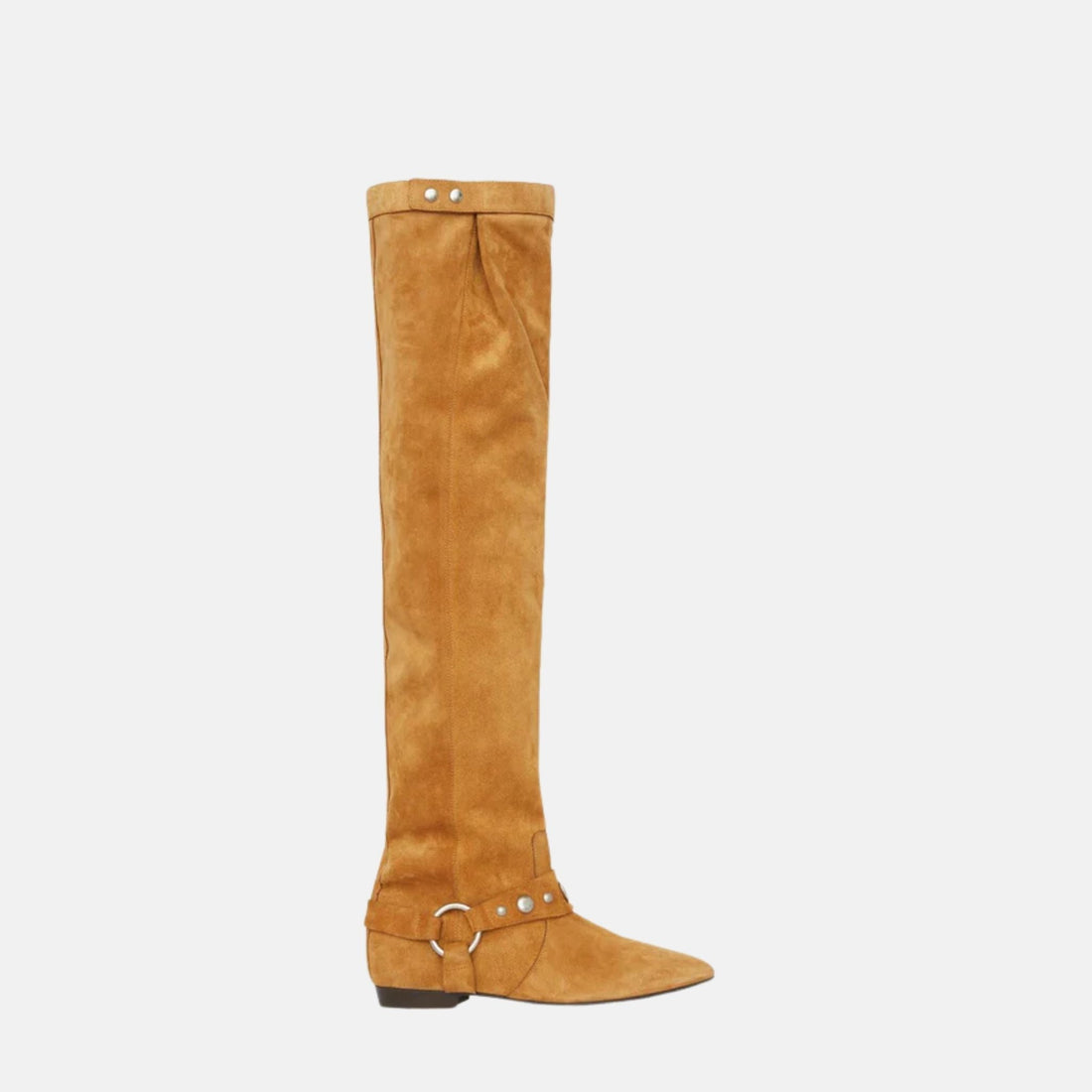Selize Flat Heeled Thigh Boots In Suede Calfskin