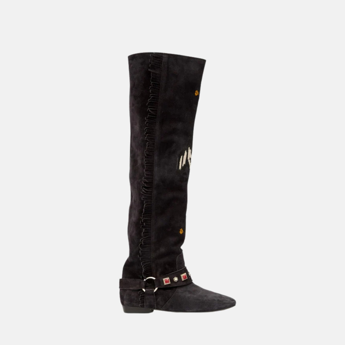 Slava Thigh Boots In Embroidered Suede Calfskin