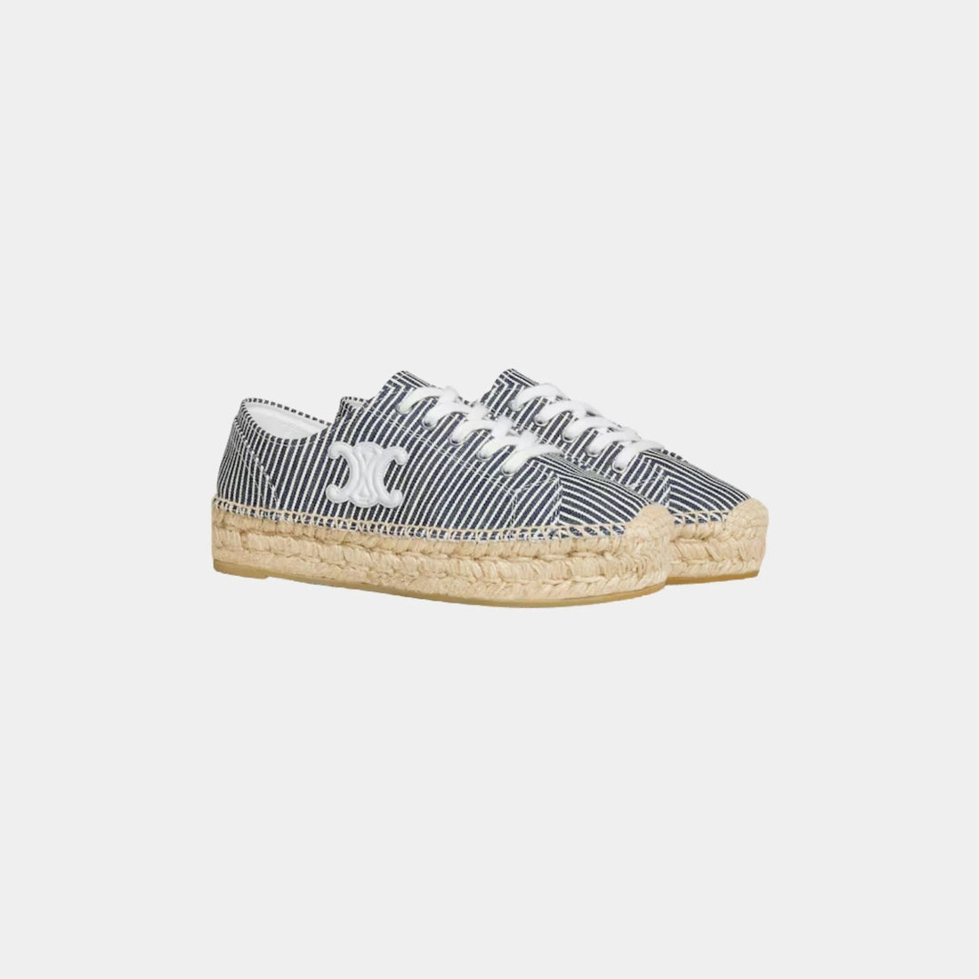 Les Espadrilles Celine Lace-up in Oshkosh Canvas and Calfskin
