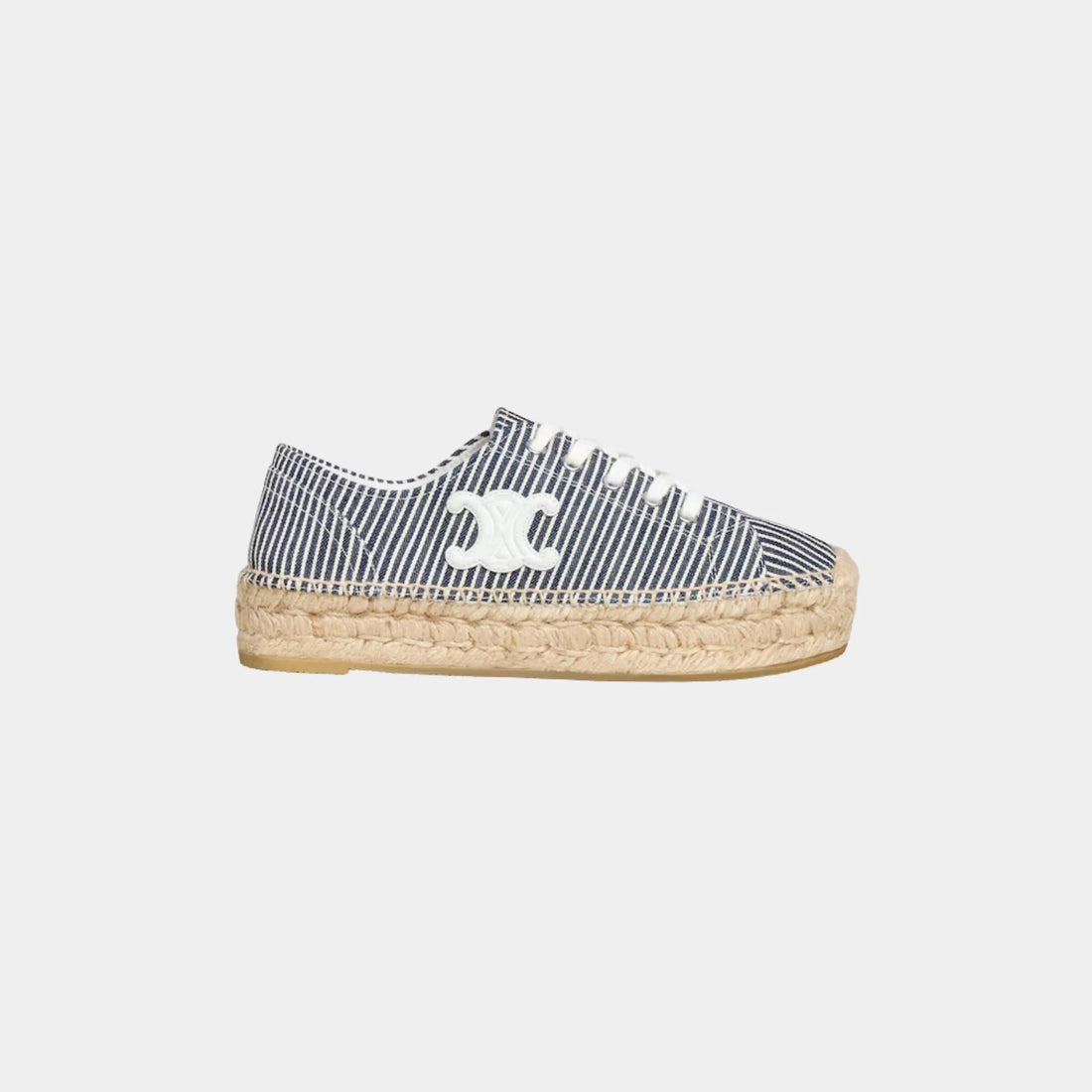 Les Espadrilles Celine Lace-up in Oshkosh Canvas and Calfskin