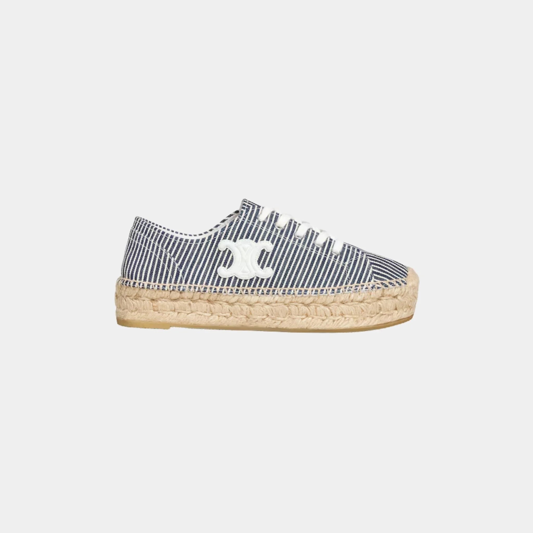 Les Espadrilles Celine Lace-up in Oshkosh Canvas and Calfskin