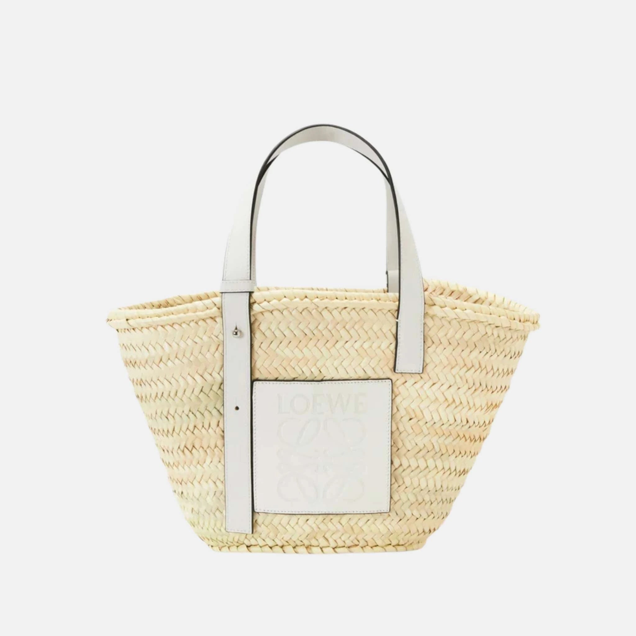 Basket Bag in Palm Leaf and Calfskin