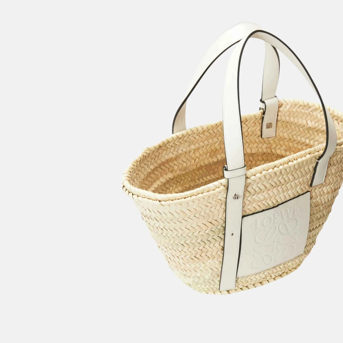 Basket Bag in Palm Leaf and Calfskin