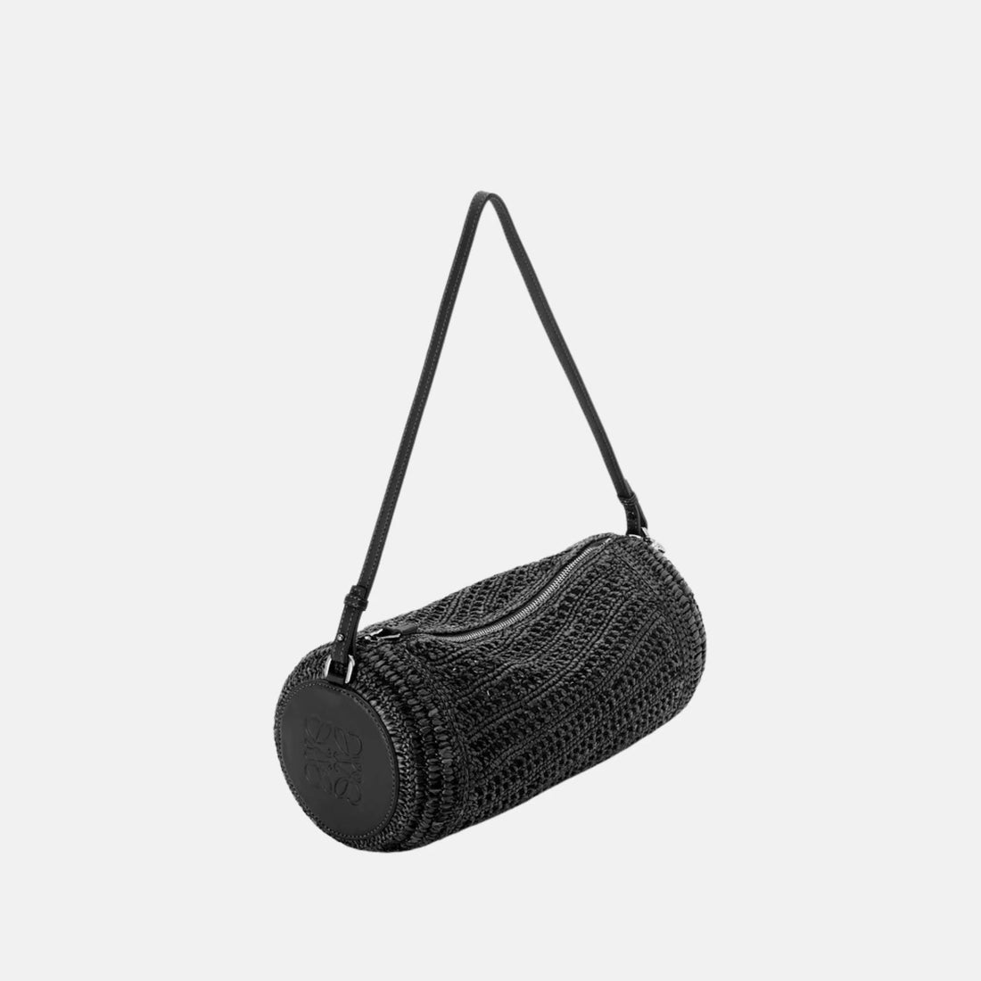 Bracelet Pouch in Raffia and Calfskin