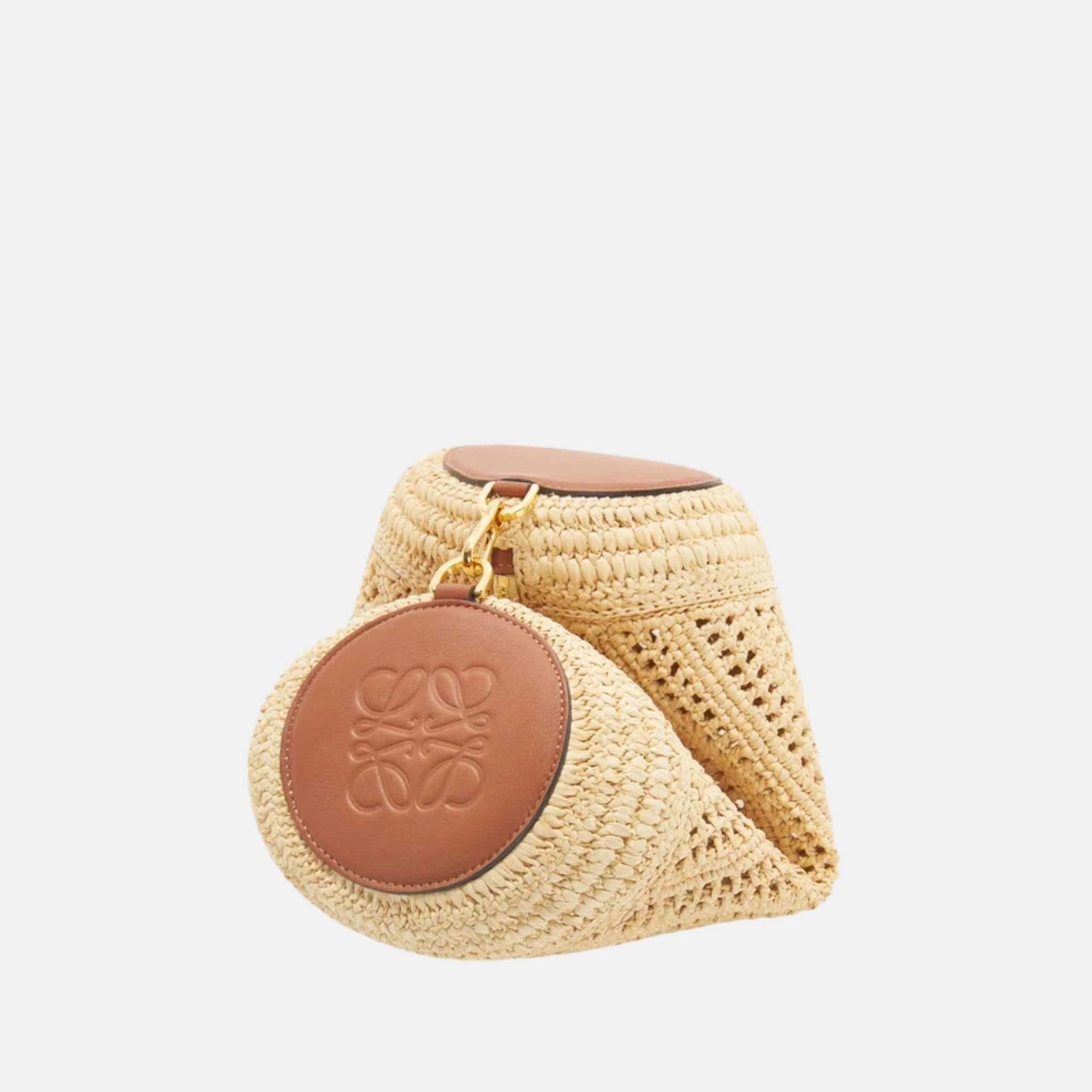 Bracelet Pouch in Raffia and Calfskin