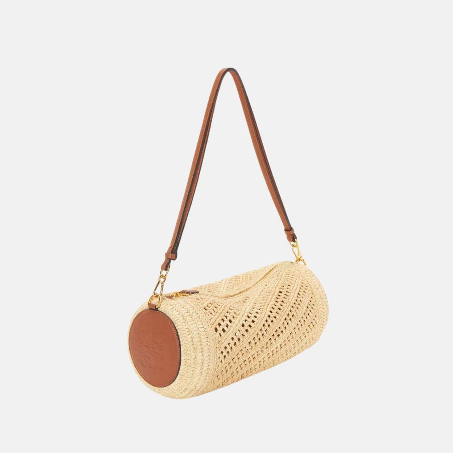 Bracelet Pouch in Raffia and Calfskin