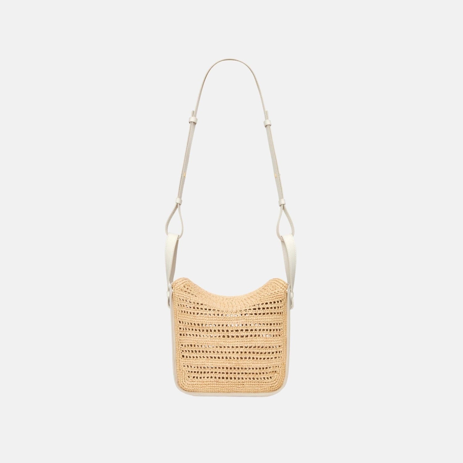 Compact Hammock Bag in Soft White and Natural Raffia