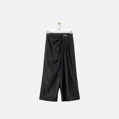 Cropped Draped Trousers In Nappa Lambskin