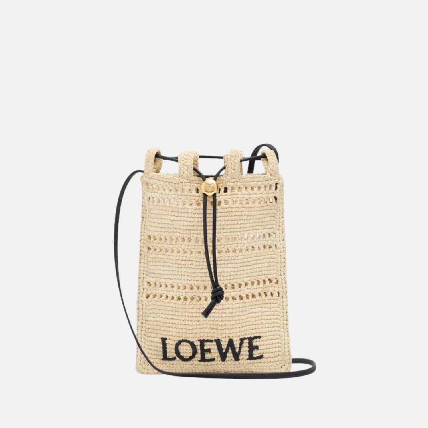 Drawstring Pocket in Natural Raffia
