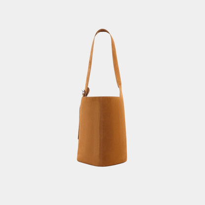Large Pebble Bucket Bag In Suede Calfskin