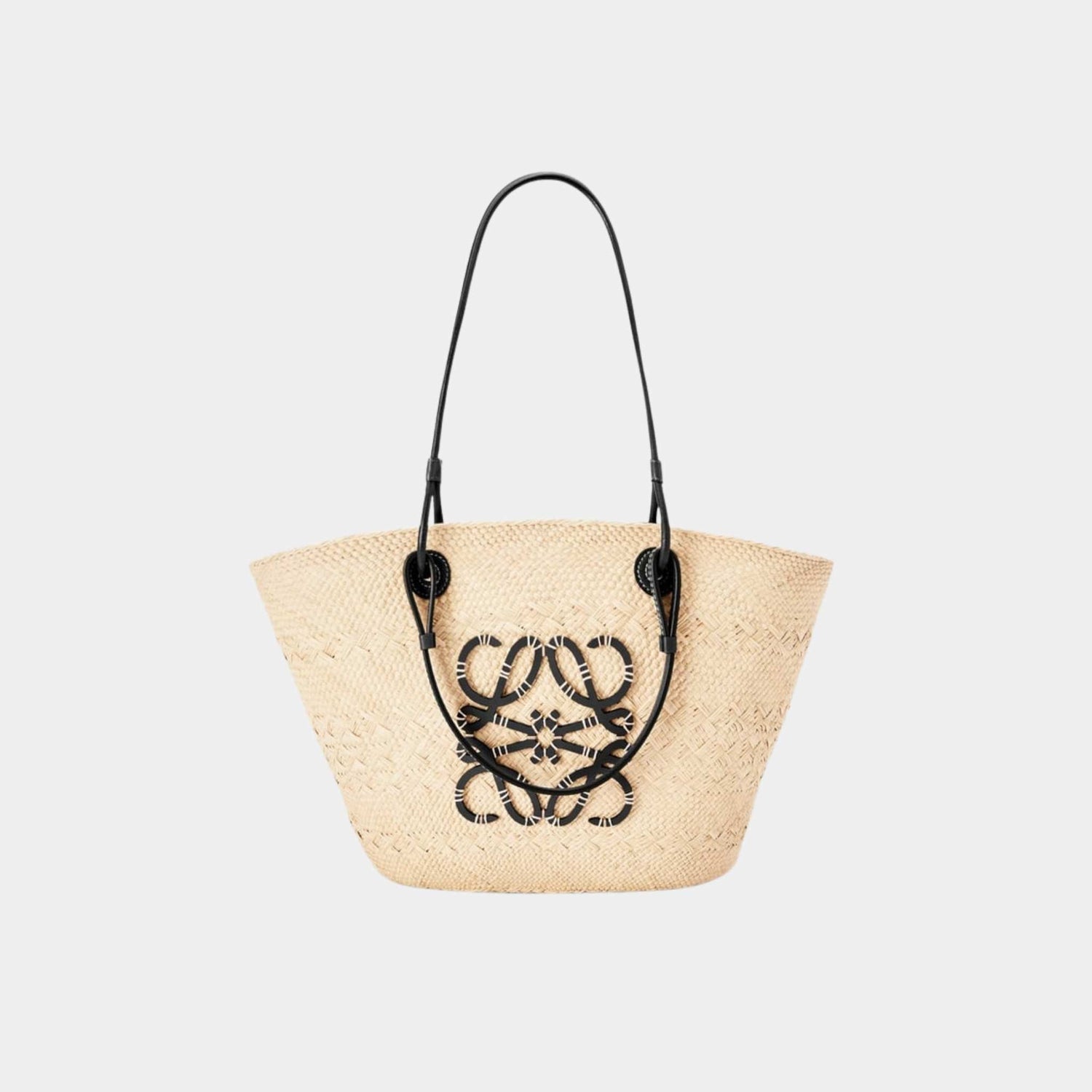 Medium Anagram Basket Bag In Iraca Palm And Calfskin