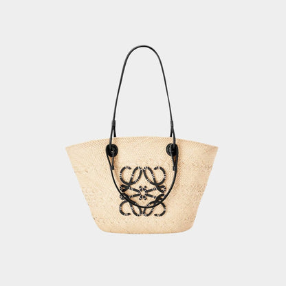Medium Anagram Basket Bag In Iraca Palm And Calfskin