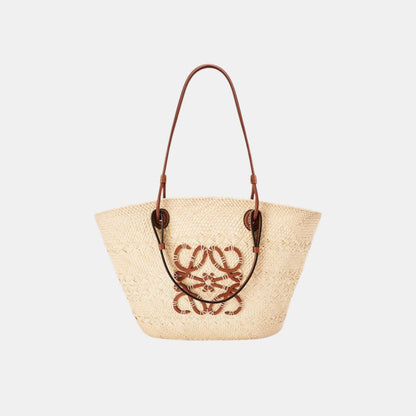 Medium Anagram Basket Bag In Iraca Palm And Calfskin