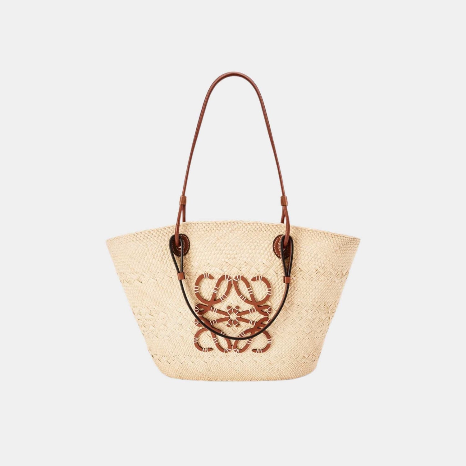 Medium Anagram Basket Bag In Iraca Palm And Calfskin