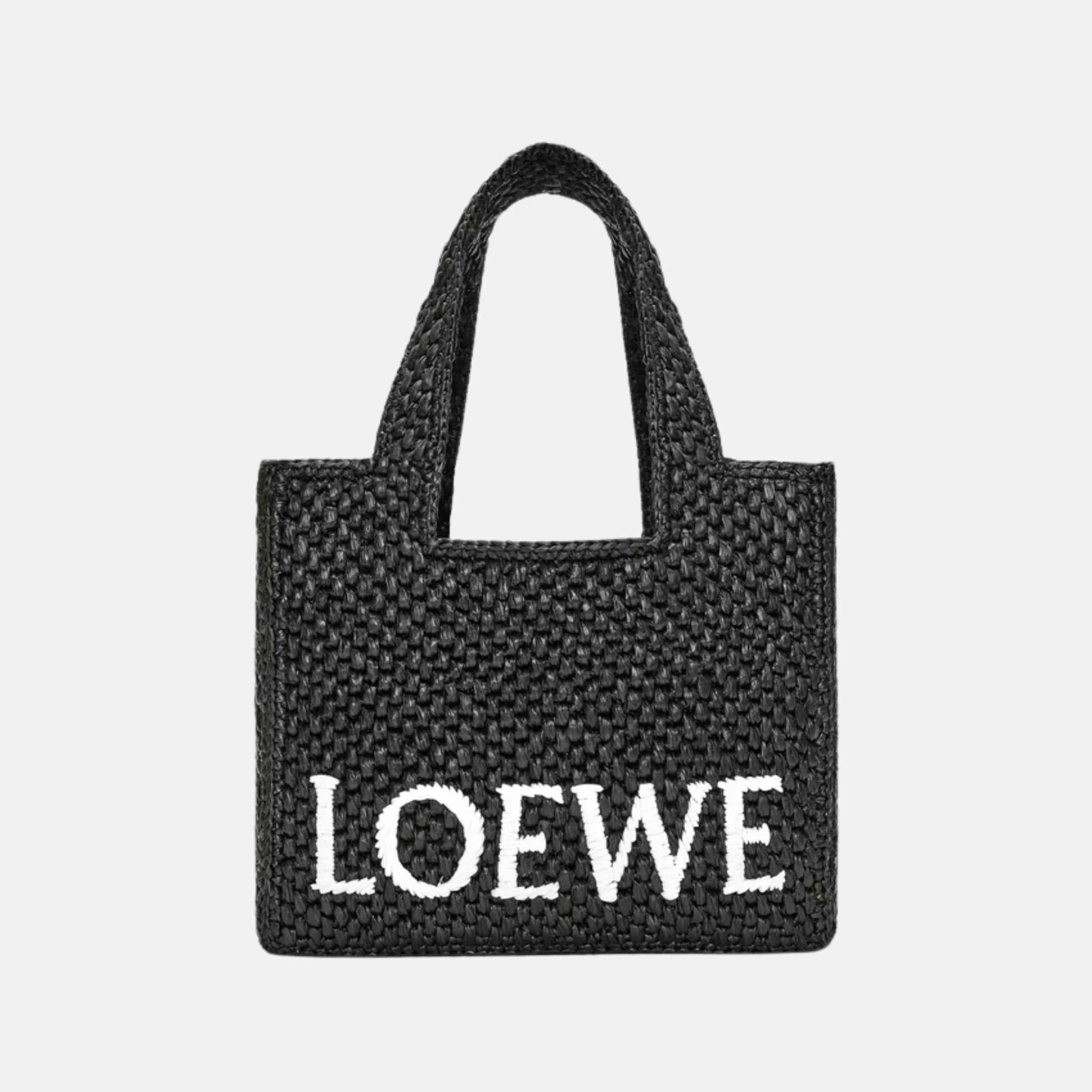 Medium Font Tote in Raffia