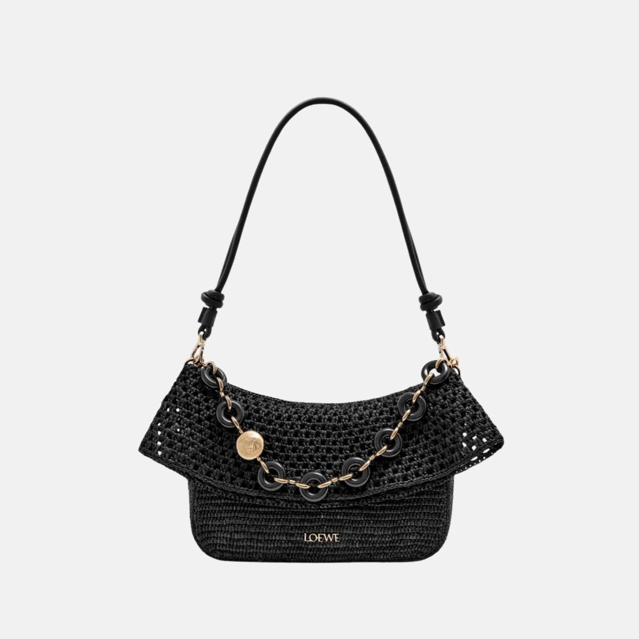Medium Ola Bag in Raffia and Calfskin