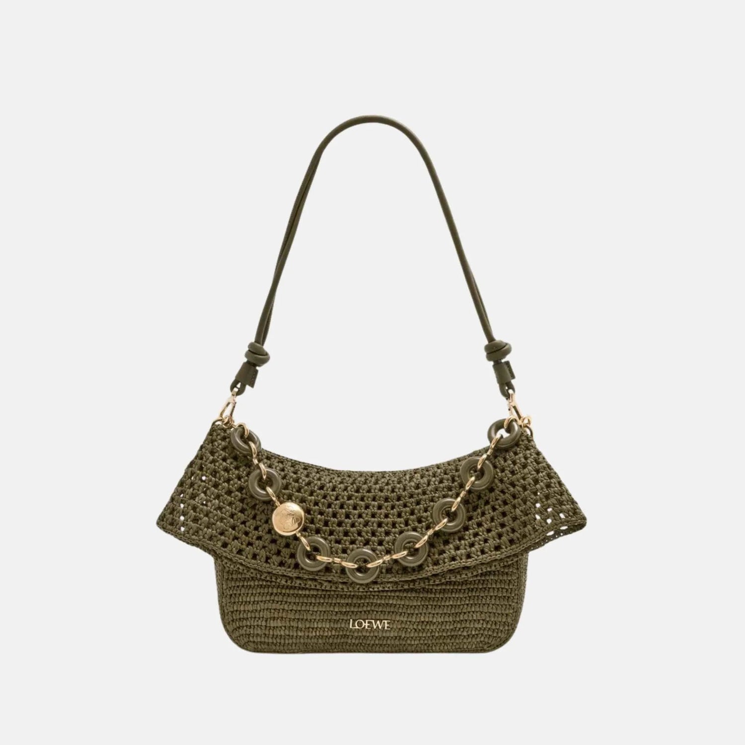 Medium Ola Bag in Raffia and Calfskin