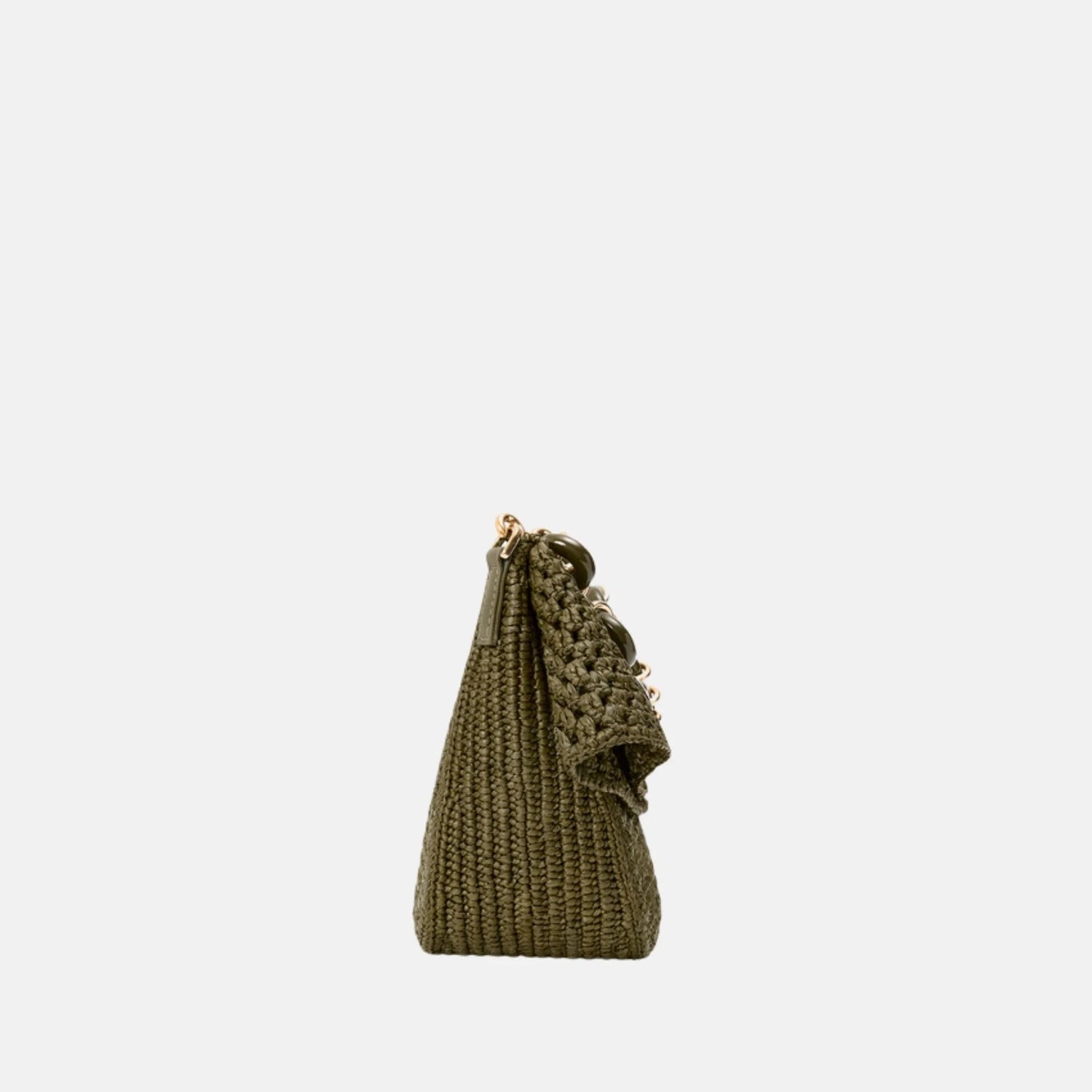 Medium Ola Bag in Raffia and Calfskin