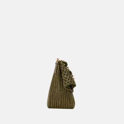 Medium Ola Bag in Raffia and Calfskin