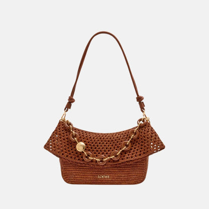 Medium Ola Bag in Raffia and Calfskin