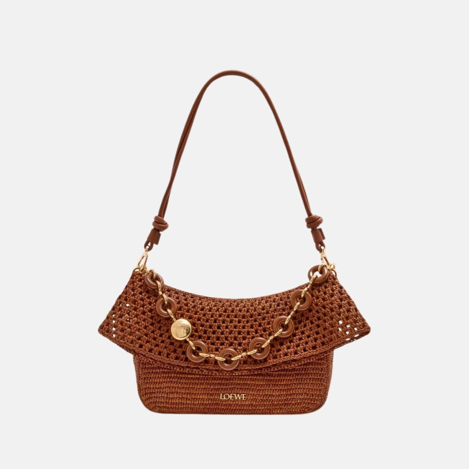 Medium Ola Bag in Raffia and Calfskin