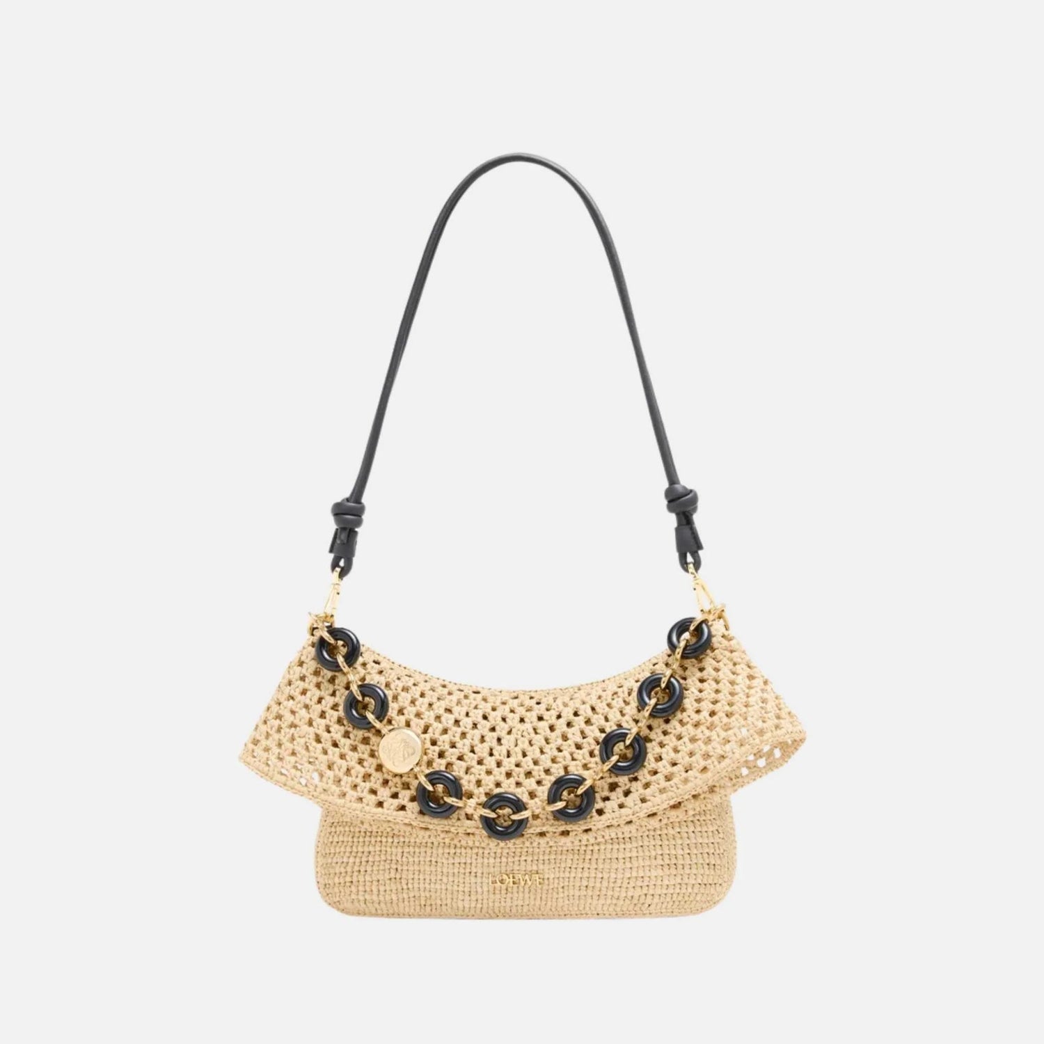 Medium Ola Bag in Raffia and Calfskin