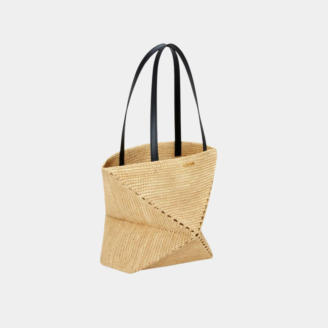 Medium Puzzle Fold Tote Bag Made of Raffia