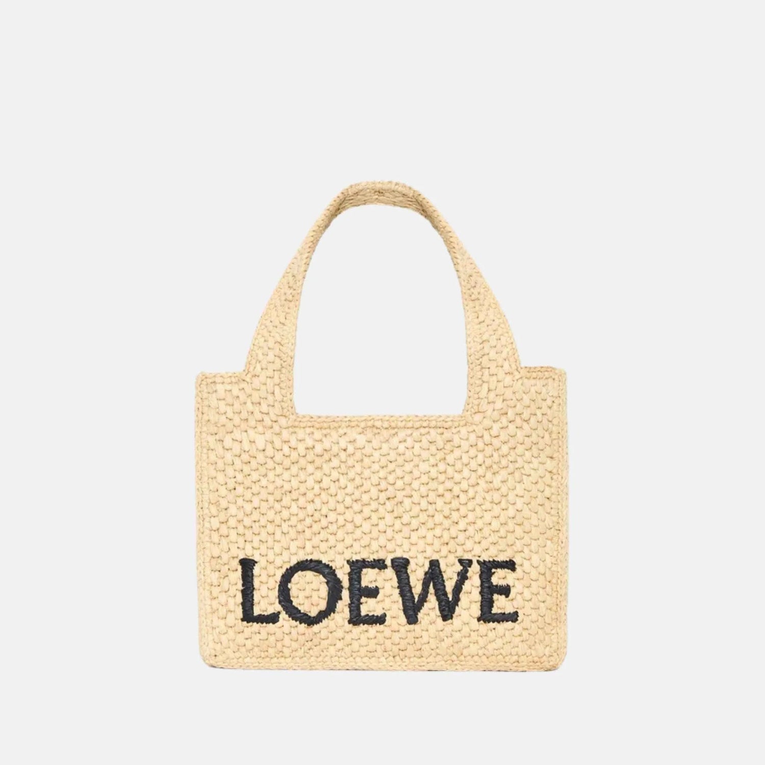 Mini Font Tote in Natural Raffia