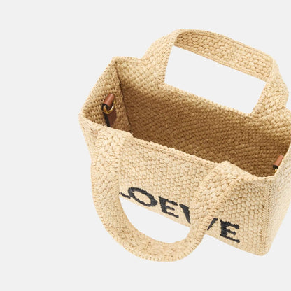 Mini Font Tote in Natural Raffia