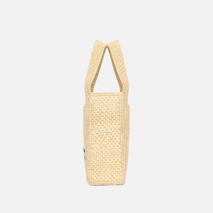 Mini Font Tote in Natural Raffia