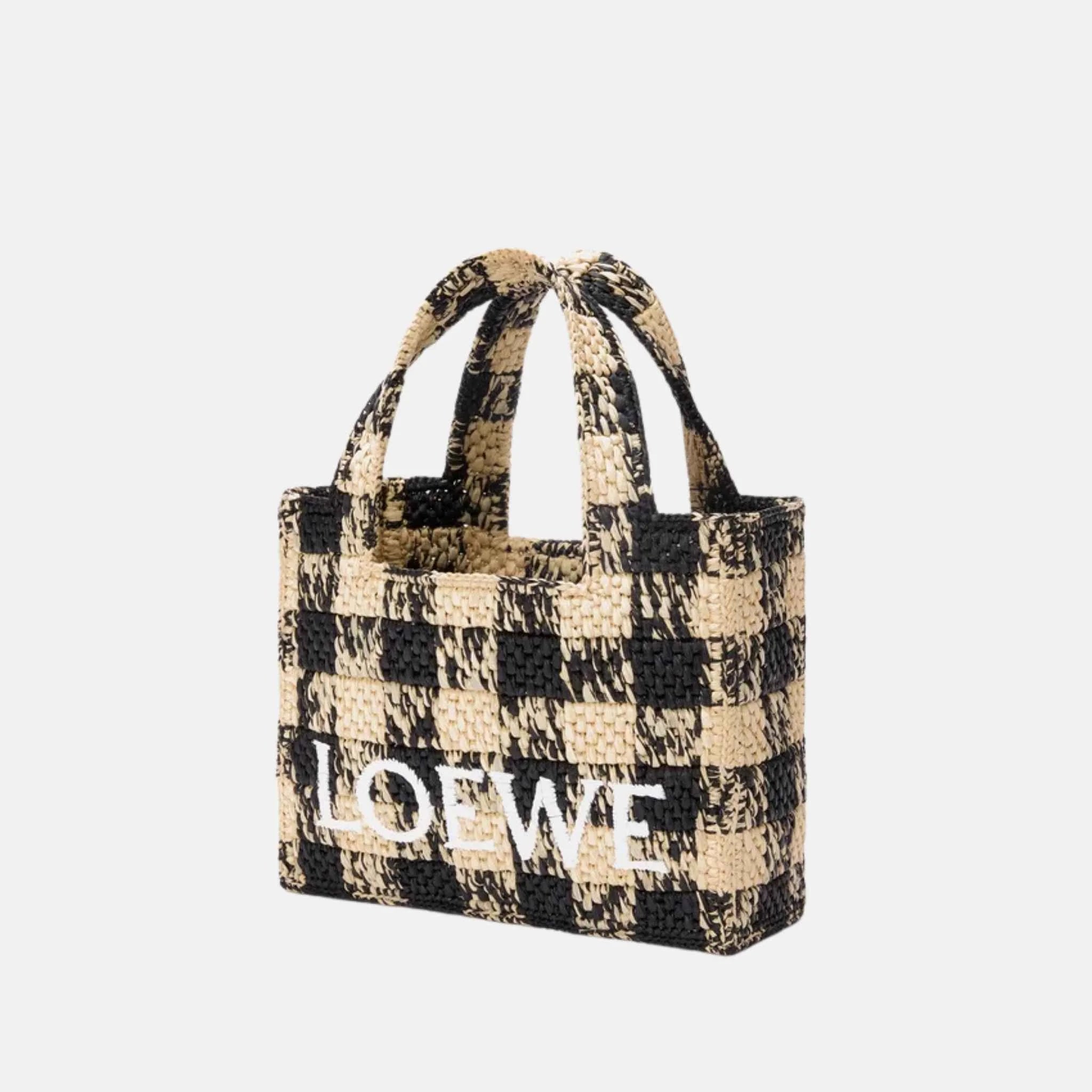 Mini Font Tote in Raffia