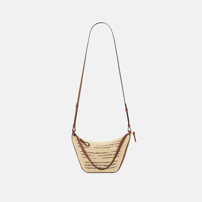 Mini Hammock Hobo in Raffia and Calfskin Tan Natural