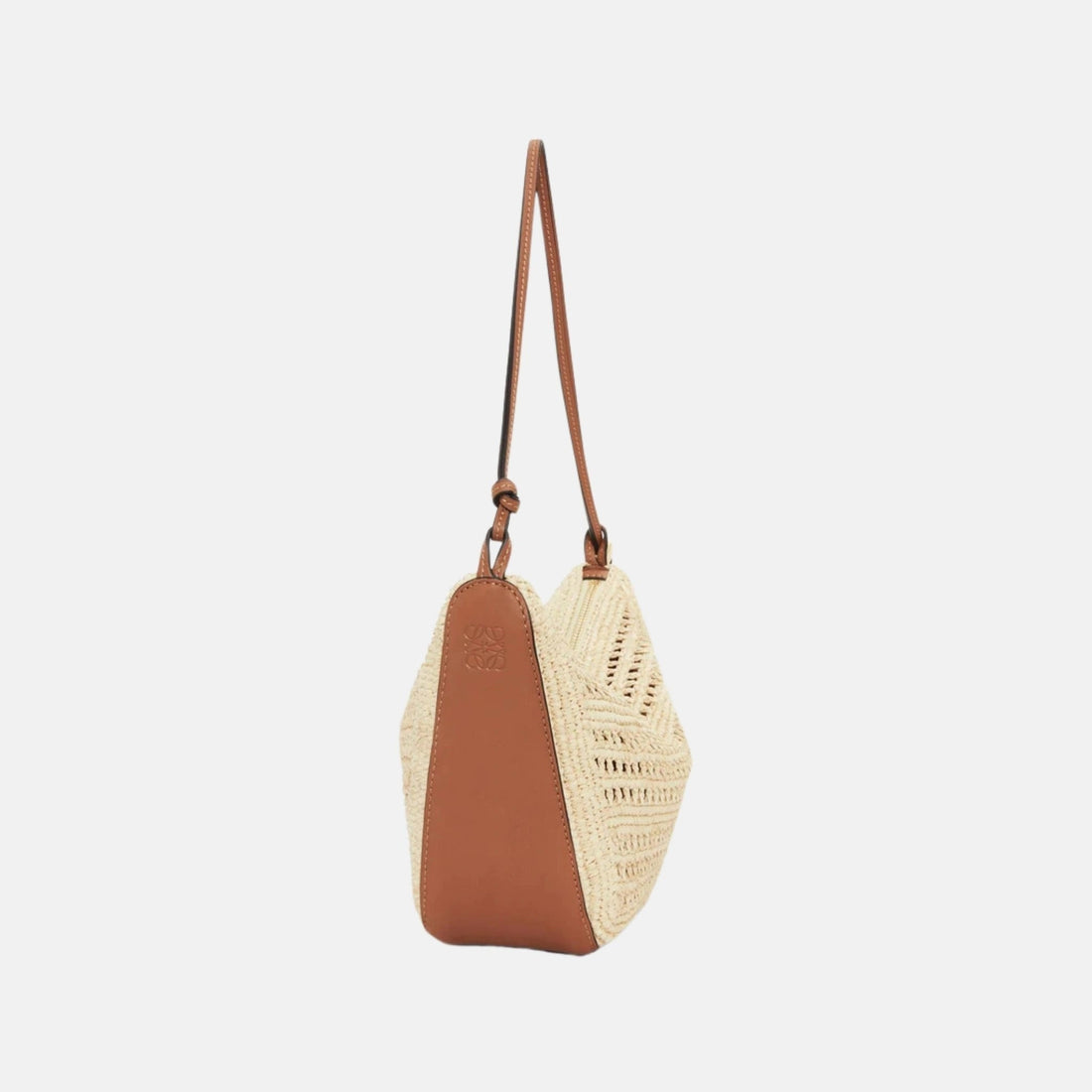 Mini Hammock Hobo in Raffia and Calfskin Tan Natural