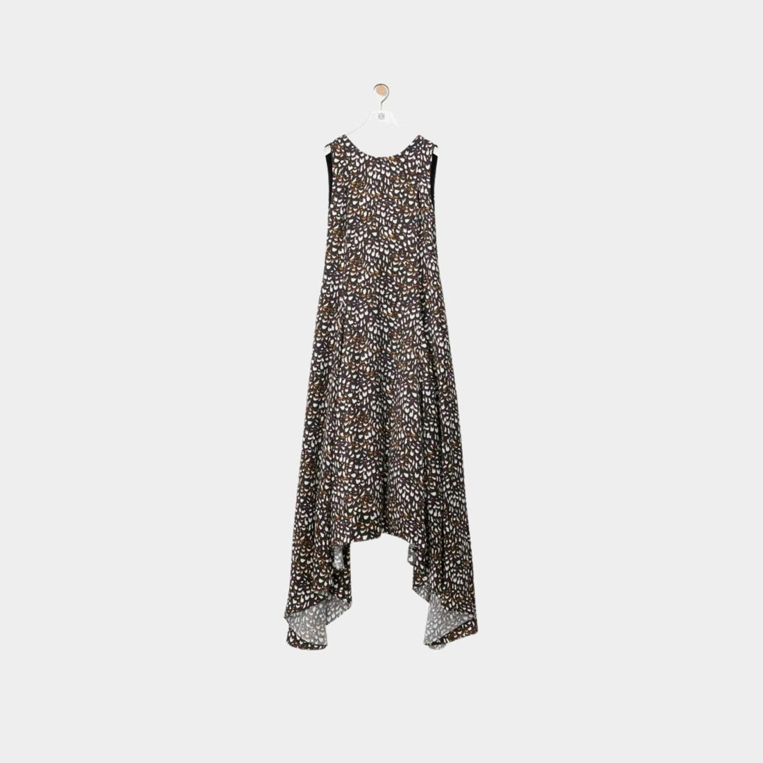 Open Back Dress in Viscose Pheasant Feather Print