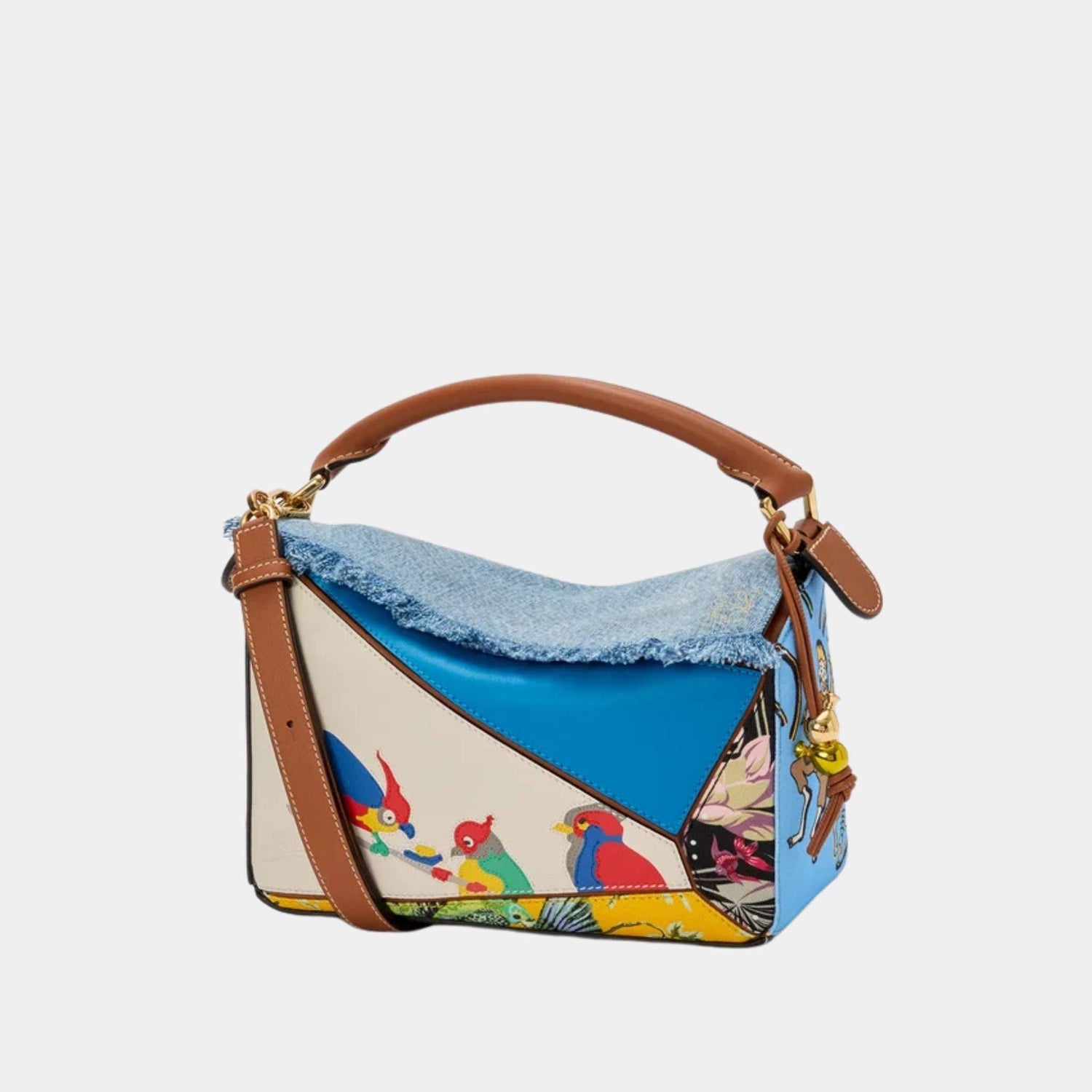 Puzzle 10 Paula Ibiza Parrot Re-edition Bag Calfskin and Textile