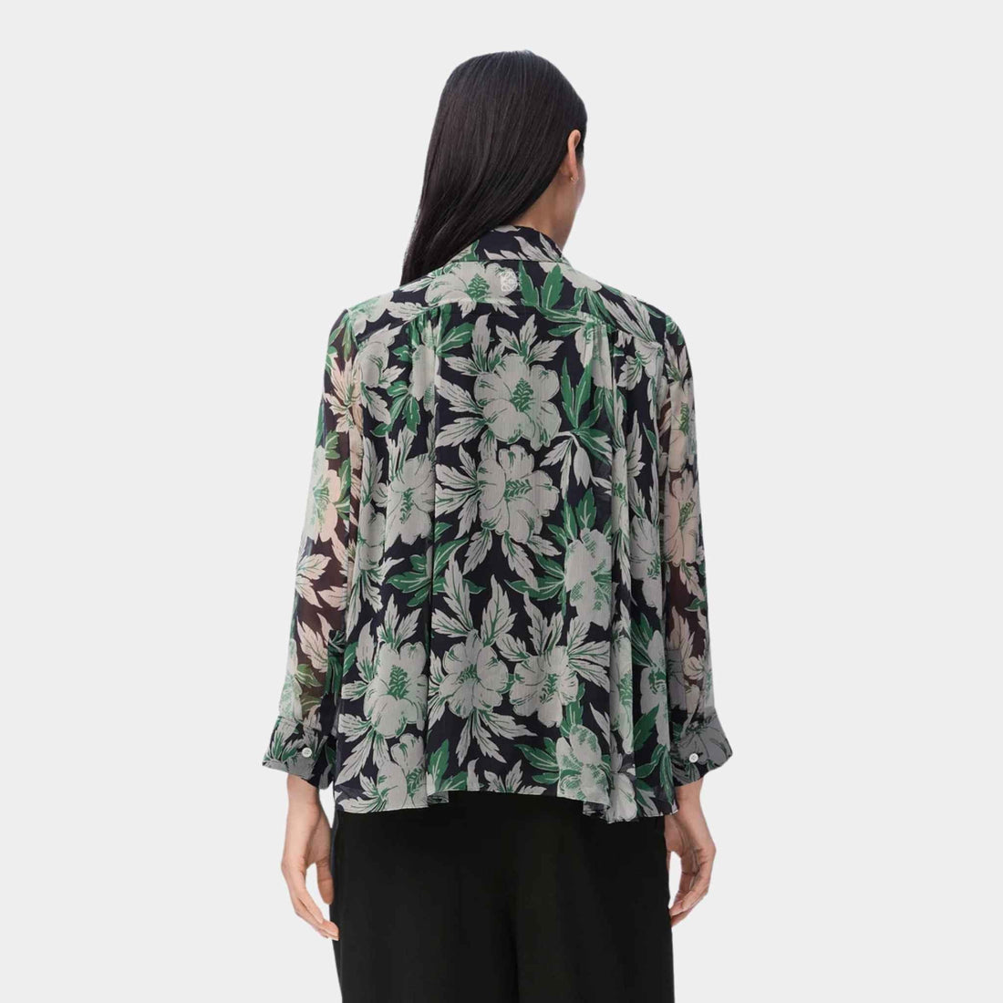 Shirt in Silk Hibiscus Floral Print