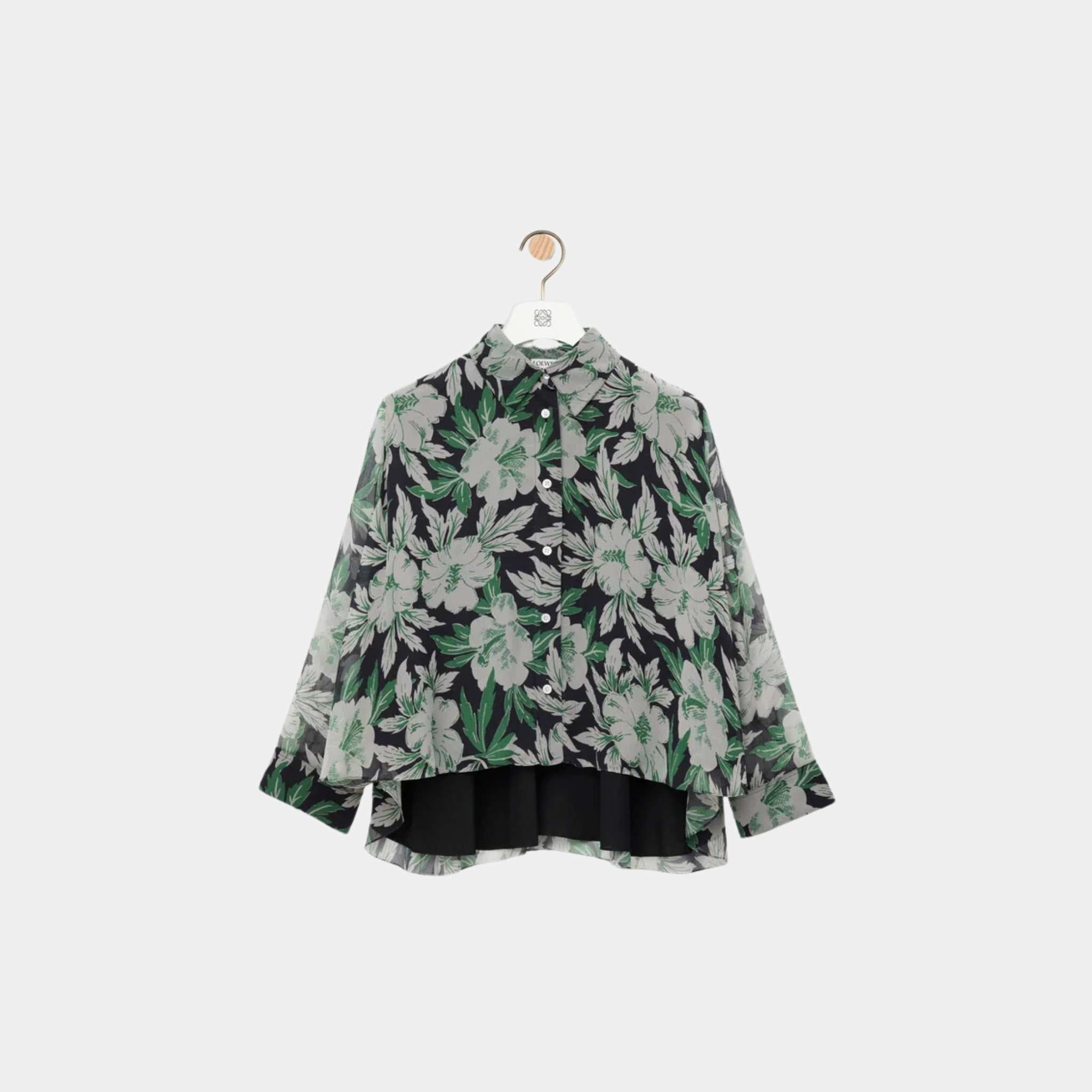 Shirt in Silk Hibiscus Floral Print