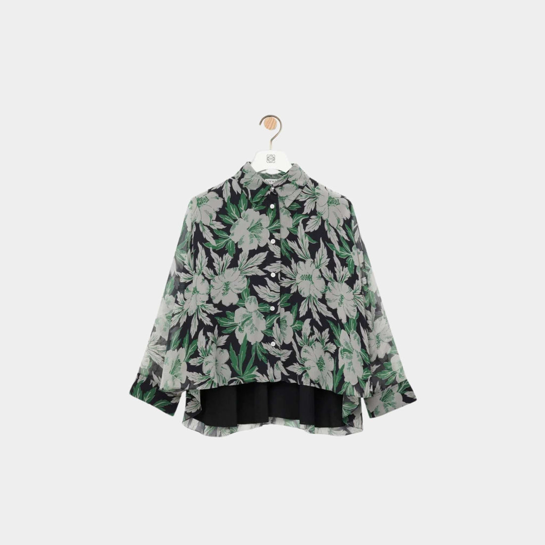 Shirt in Silk Hibiscus Floral Print