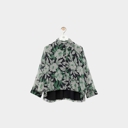 Shirt in Silk Hibiscus Floral Print