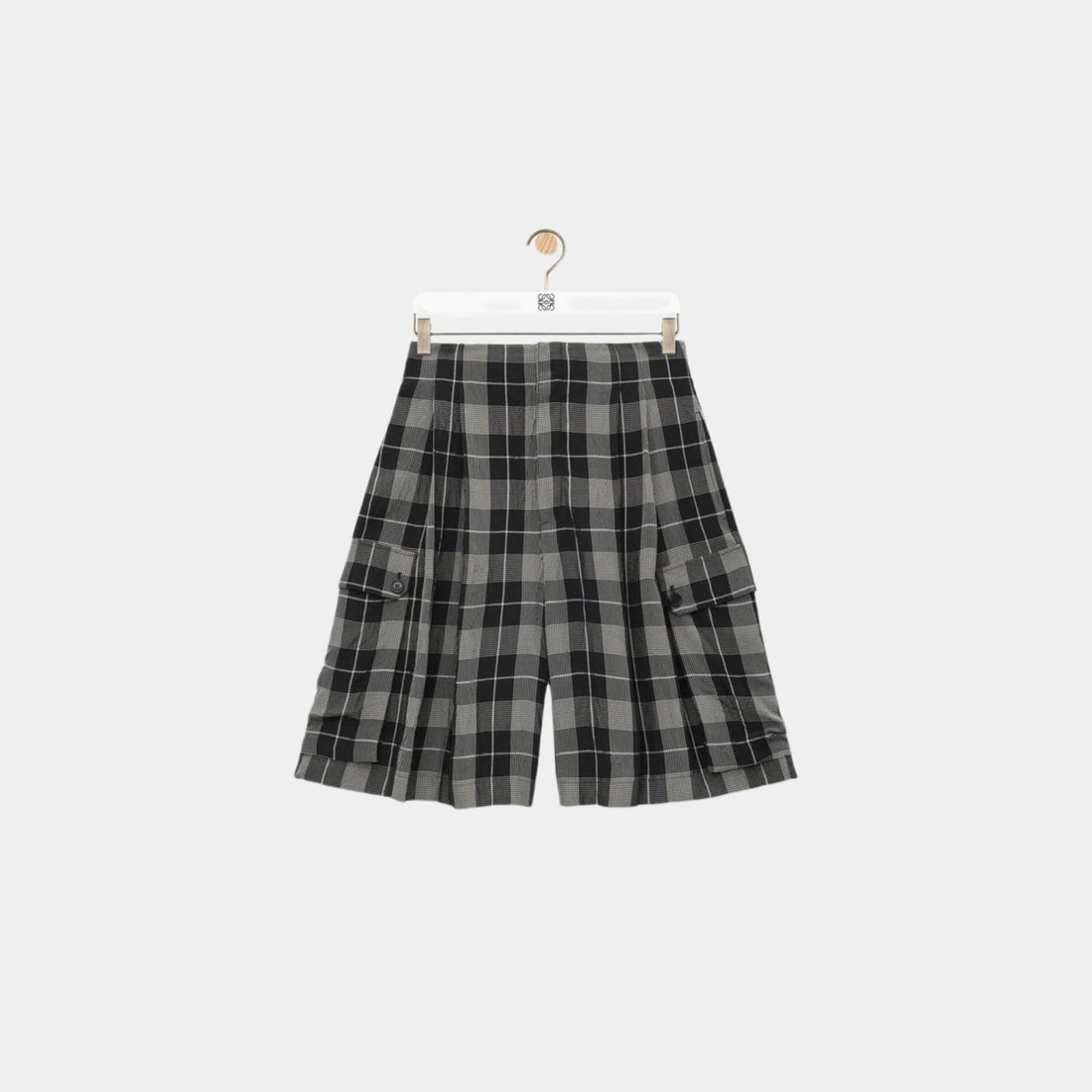Shorts in Viscose with Allover Check Pattern