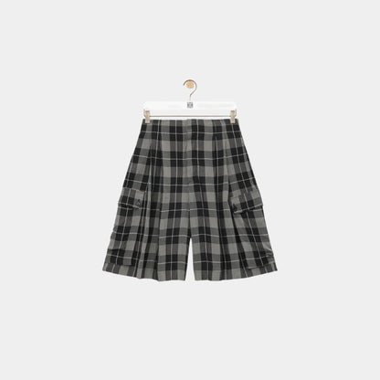 Shorts in Viscose with Allover Check Pattern